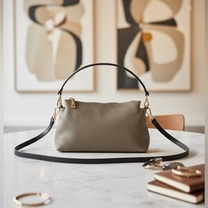 Valentina Taupe Leather Shoulder Bag
